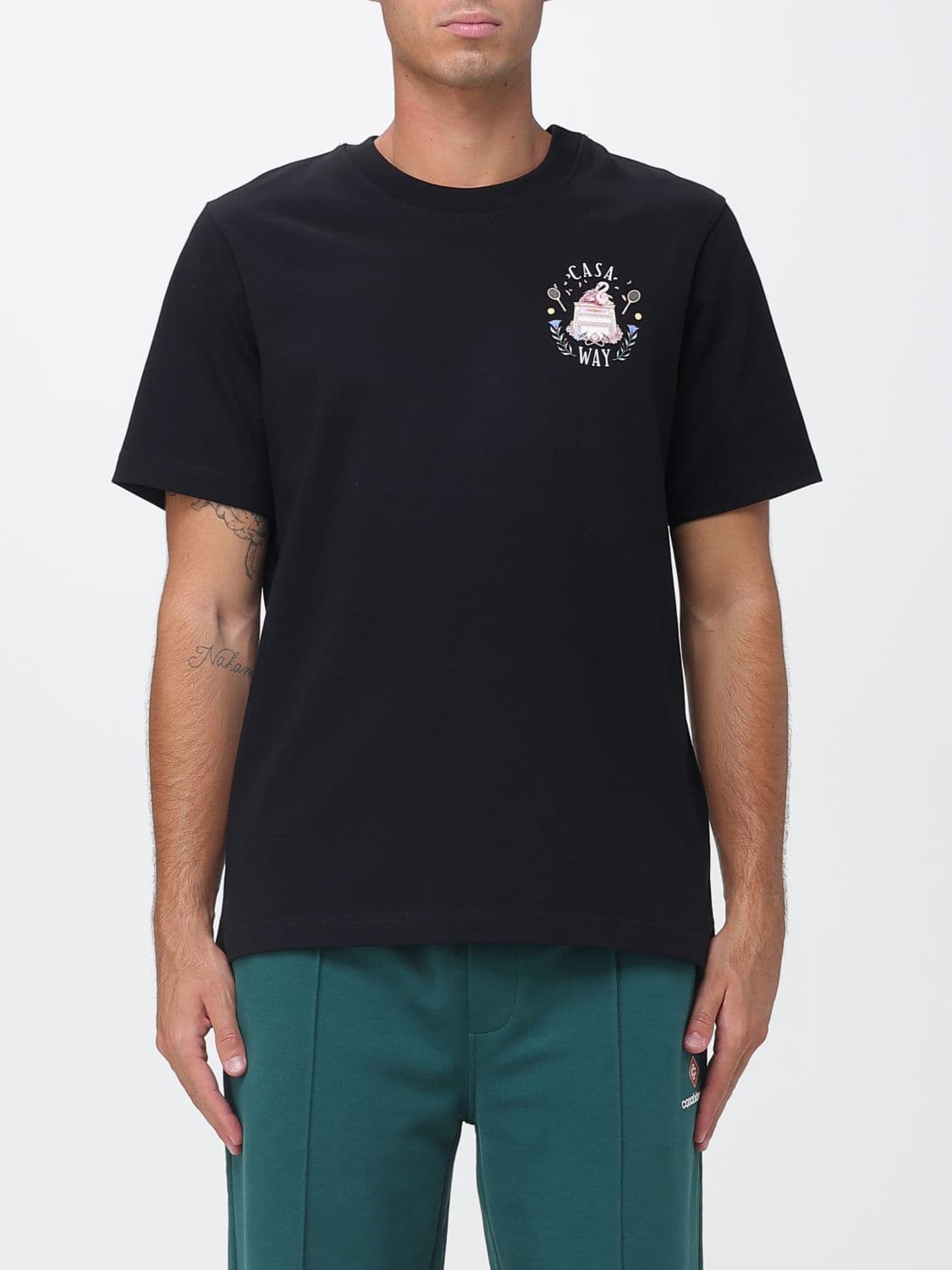 Casablanca Organic Cotton Crew Neck T-Shirt with Logo Print