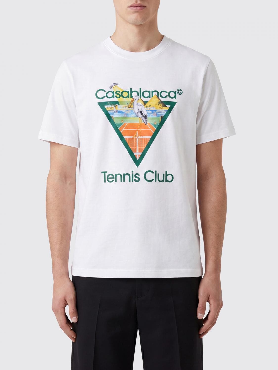 Casablanca Organic Cotton Crew Neck T-Shirt with Logo Print