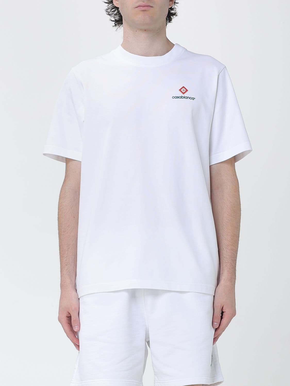 Casablanca Organic Cotton Crew Neck T-Shirt with Logo Print