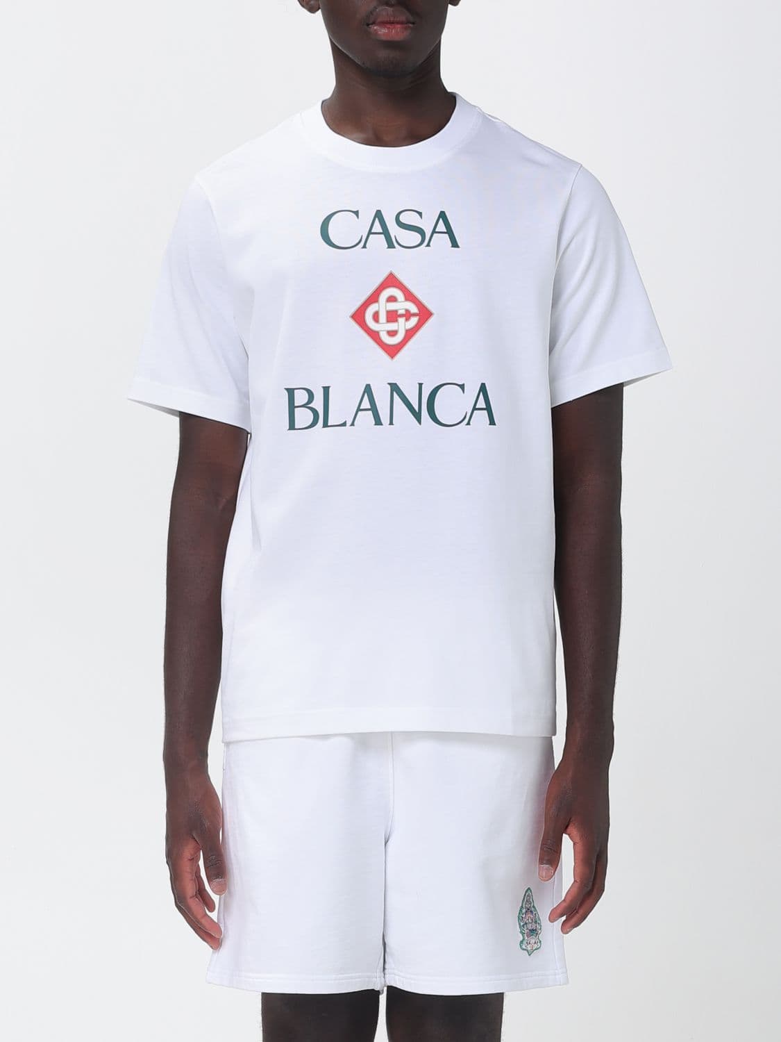 Casablanca Organic Cotton Crew Neck T-Shirt with Logo Print