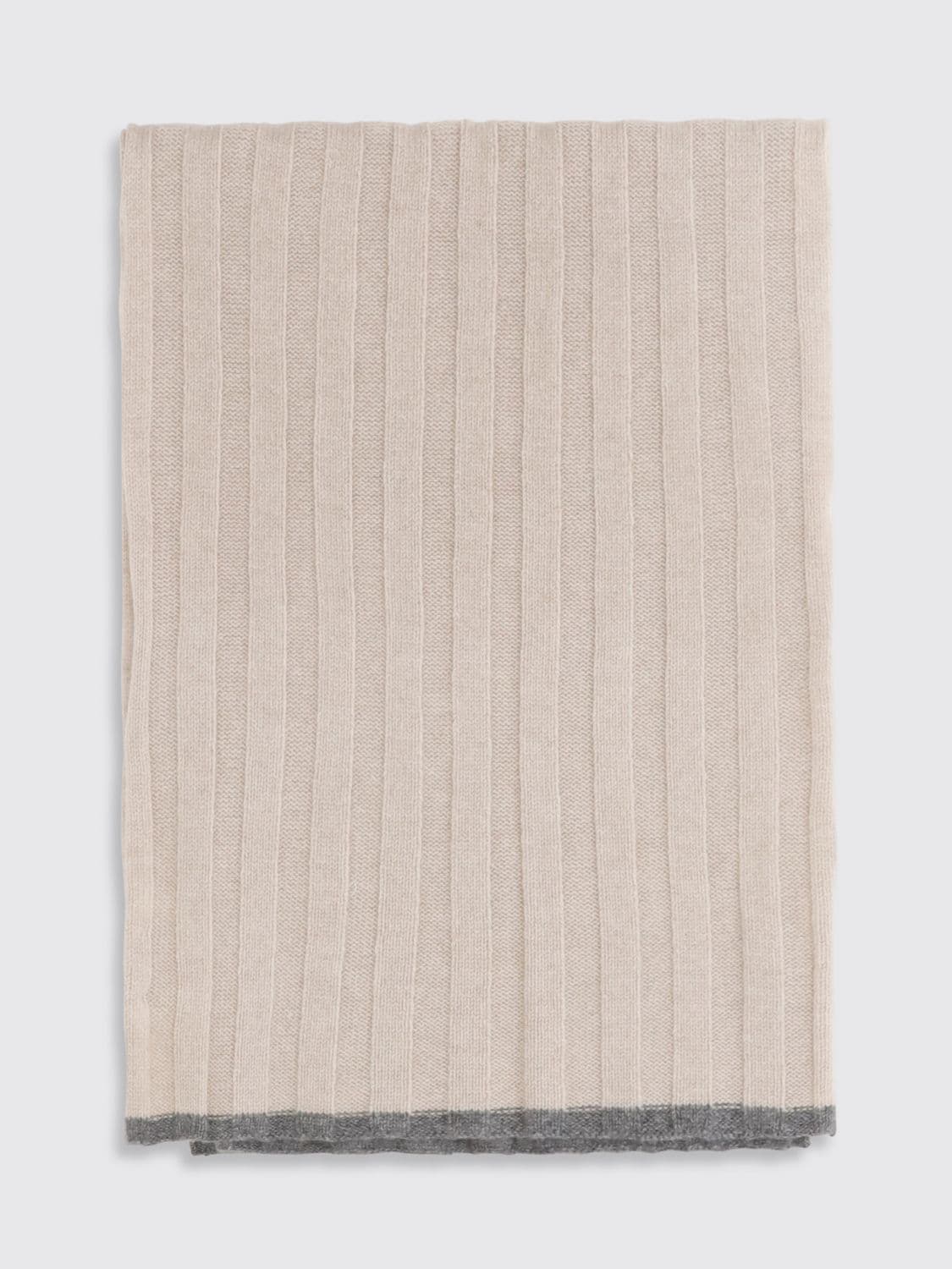 Brunello Cucinelli Solid Colour Pure Cashmere Scarf with Fringed Edges · OS