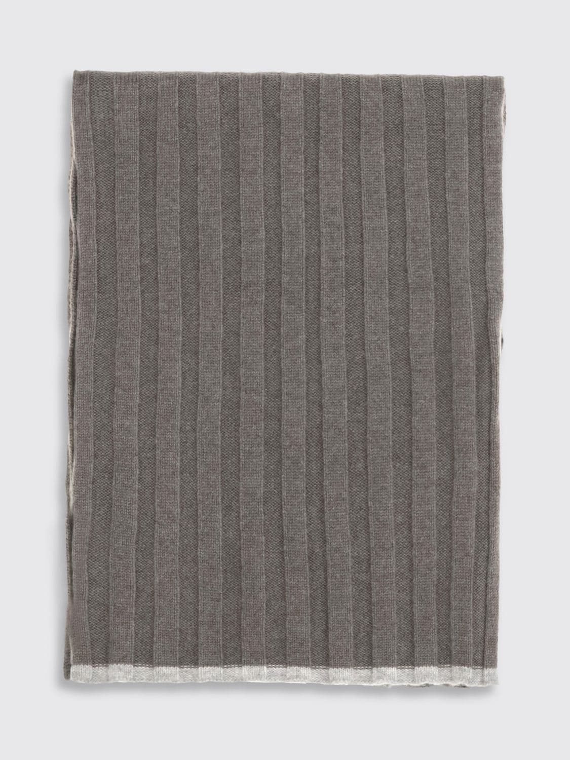 Brunello Cucinelli Solid Colour Pure Cashmere Scarf with Fringed Edges