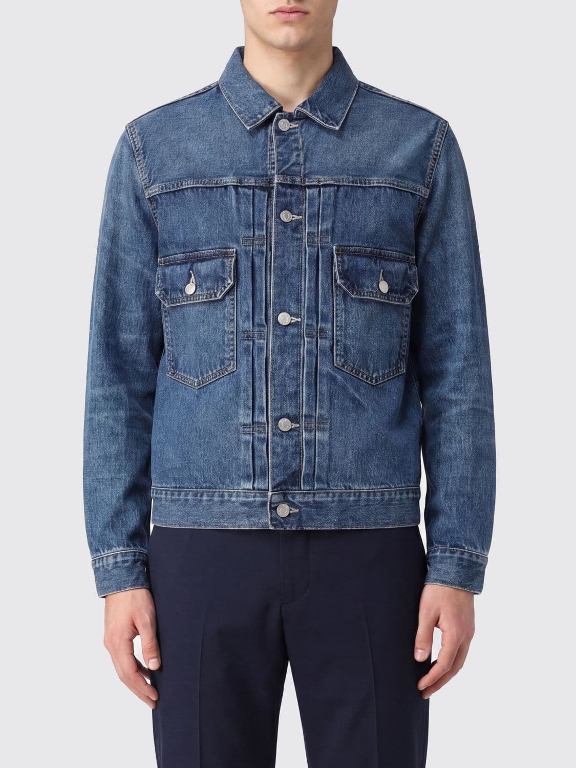 Y's Cotton Denim Jacket with Patch Pockets and Metal Buttons