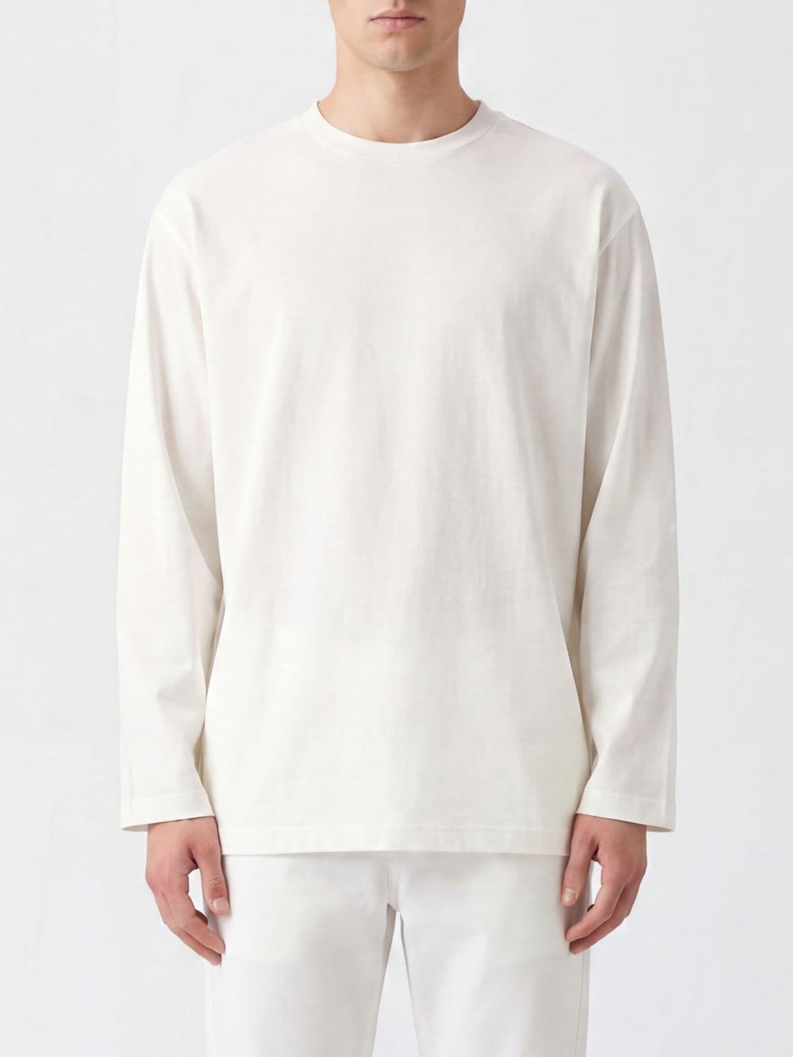 Y's Long-Sleeved Cotton T-Shirt with Crew Neck and Regular Shoulders · 3