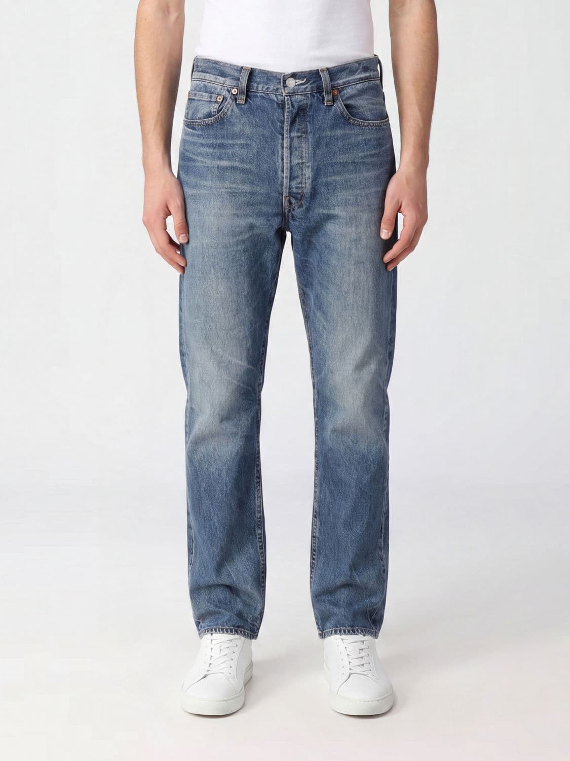 Y's Indigo Straight Fit Jeans in Five-Pocket Cotton Denim