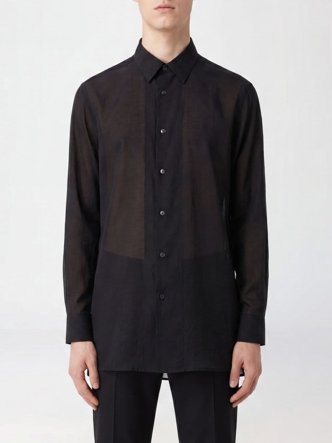 Y's Classic Shirt in Cellulose with French Collar and Long Sleeves