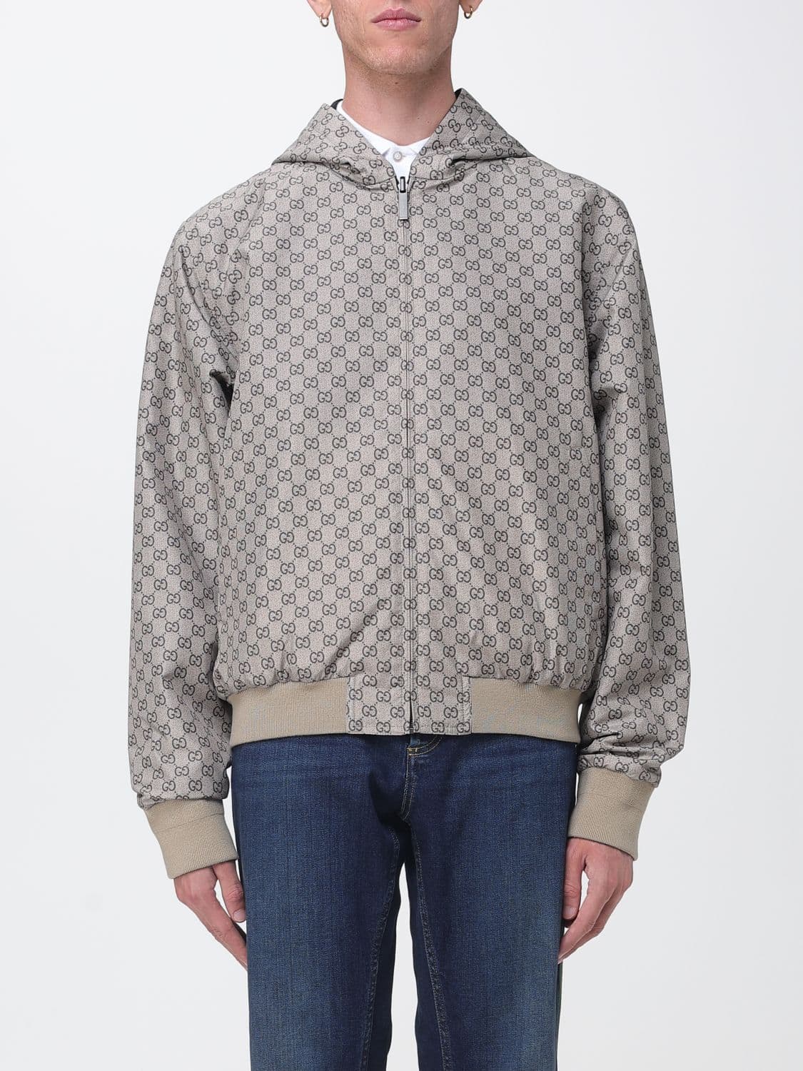 Gucci Reversible Hooded Bomber Jacket in Monogram Cotton