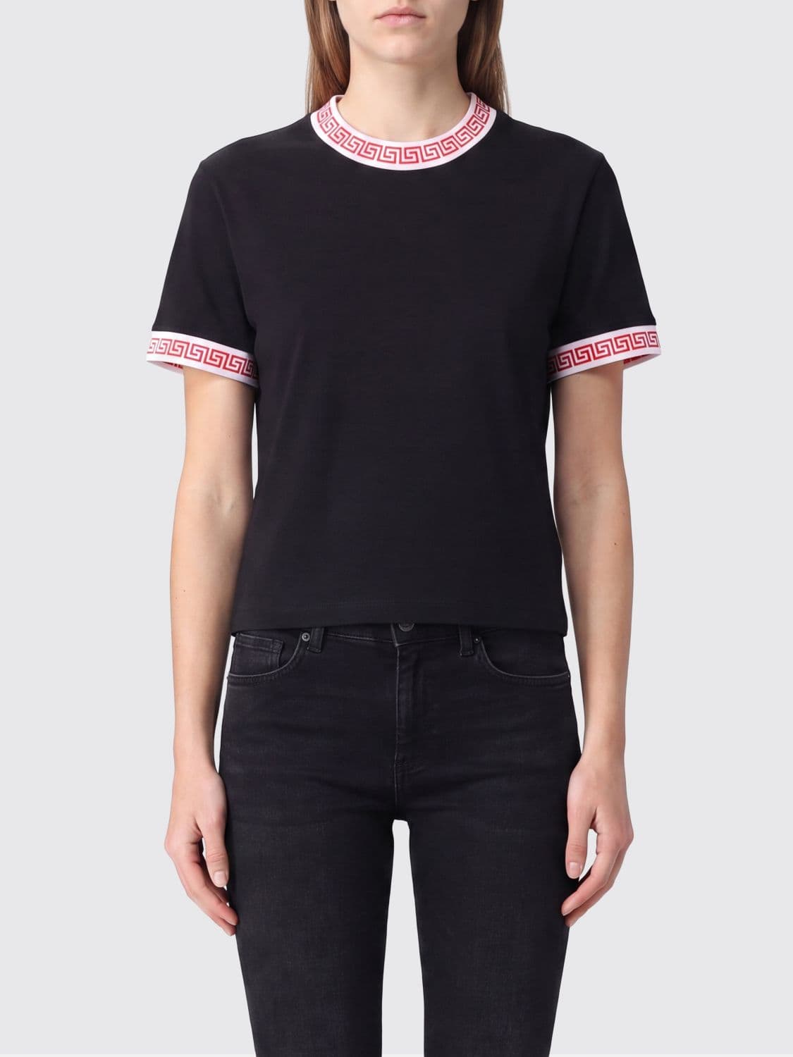 Versace Greca Print Crew-Neck Cotton T-Shirt