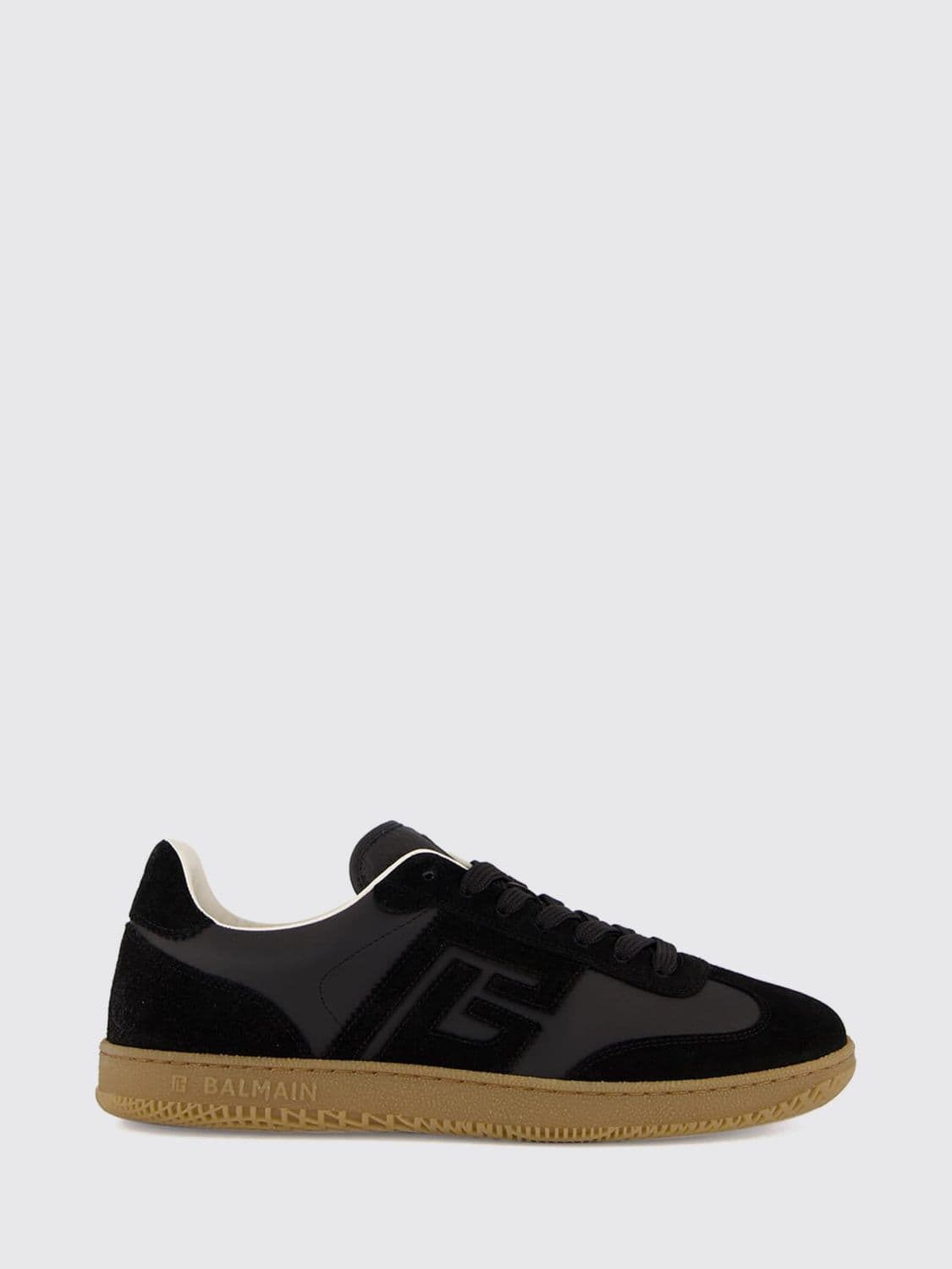 Balmain Swan Low-Top Suede and Leather Sneakers with PB Monogram