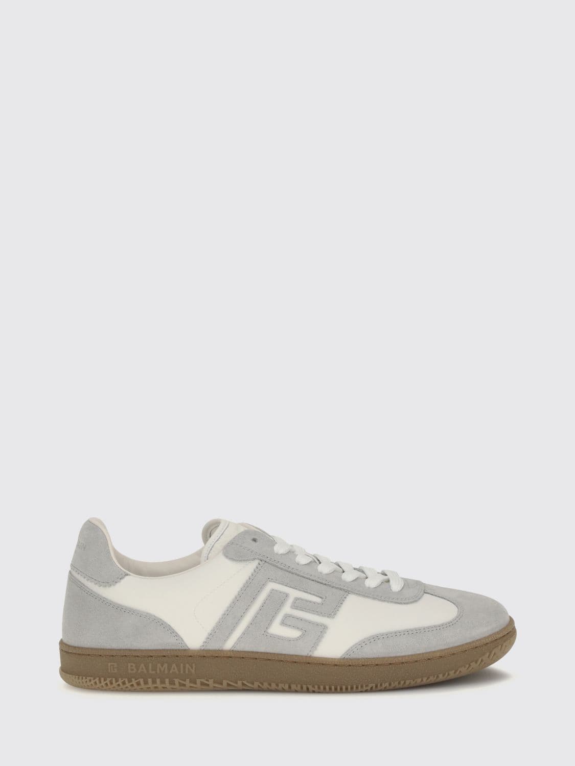 Balmain Swan Low-Top Suede and Leather Sneakers with PB Monogram