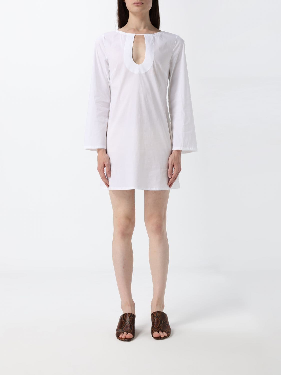 Liviana Conti Long-Sleeved Crew Neck Sheath Mini Dress with a Slim Fit · 44