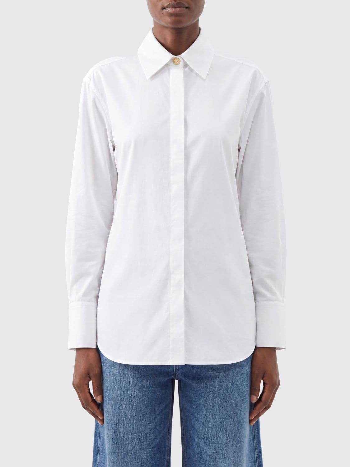 Balmain Cotton Poplin Shirt with Concealed Buttoning