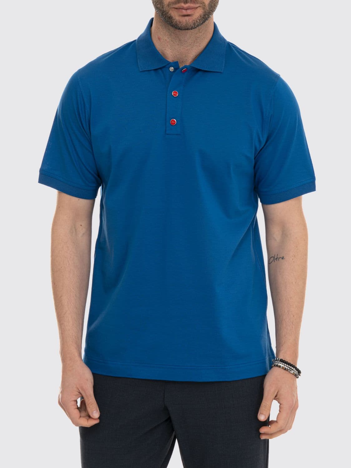 Kiton Short-Sleeved Polo Shirt in 100% Cotton with a Classic Collar