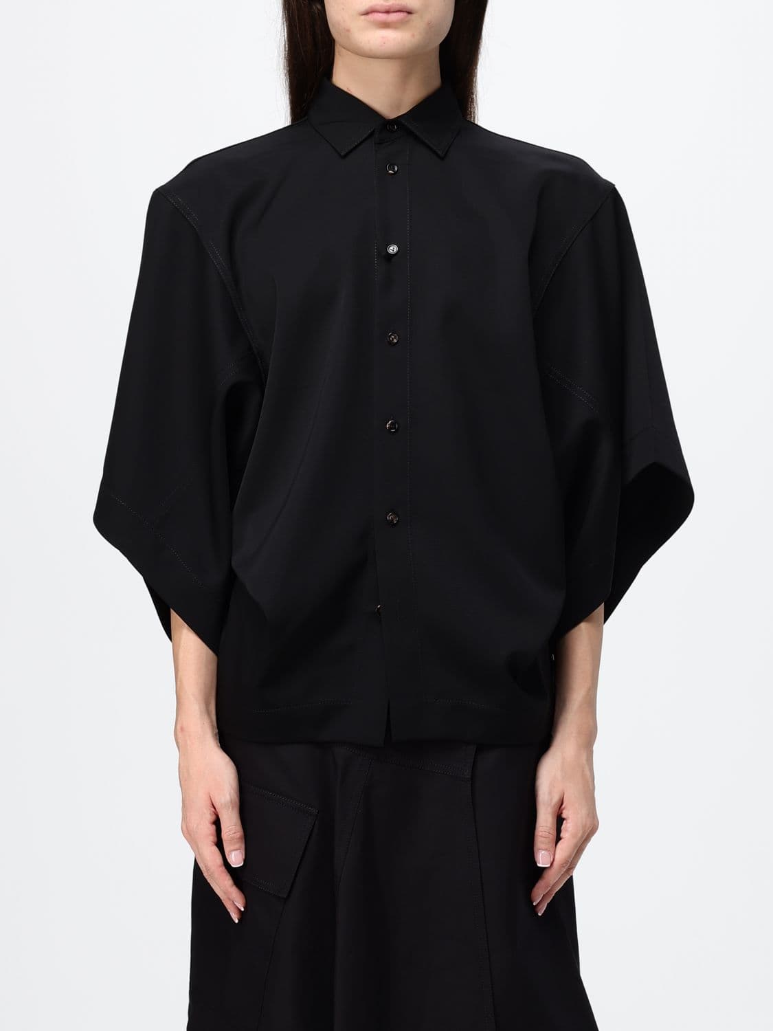 Bottega Veneta Pure Wool Shirt with Classic Collar