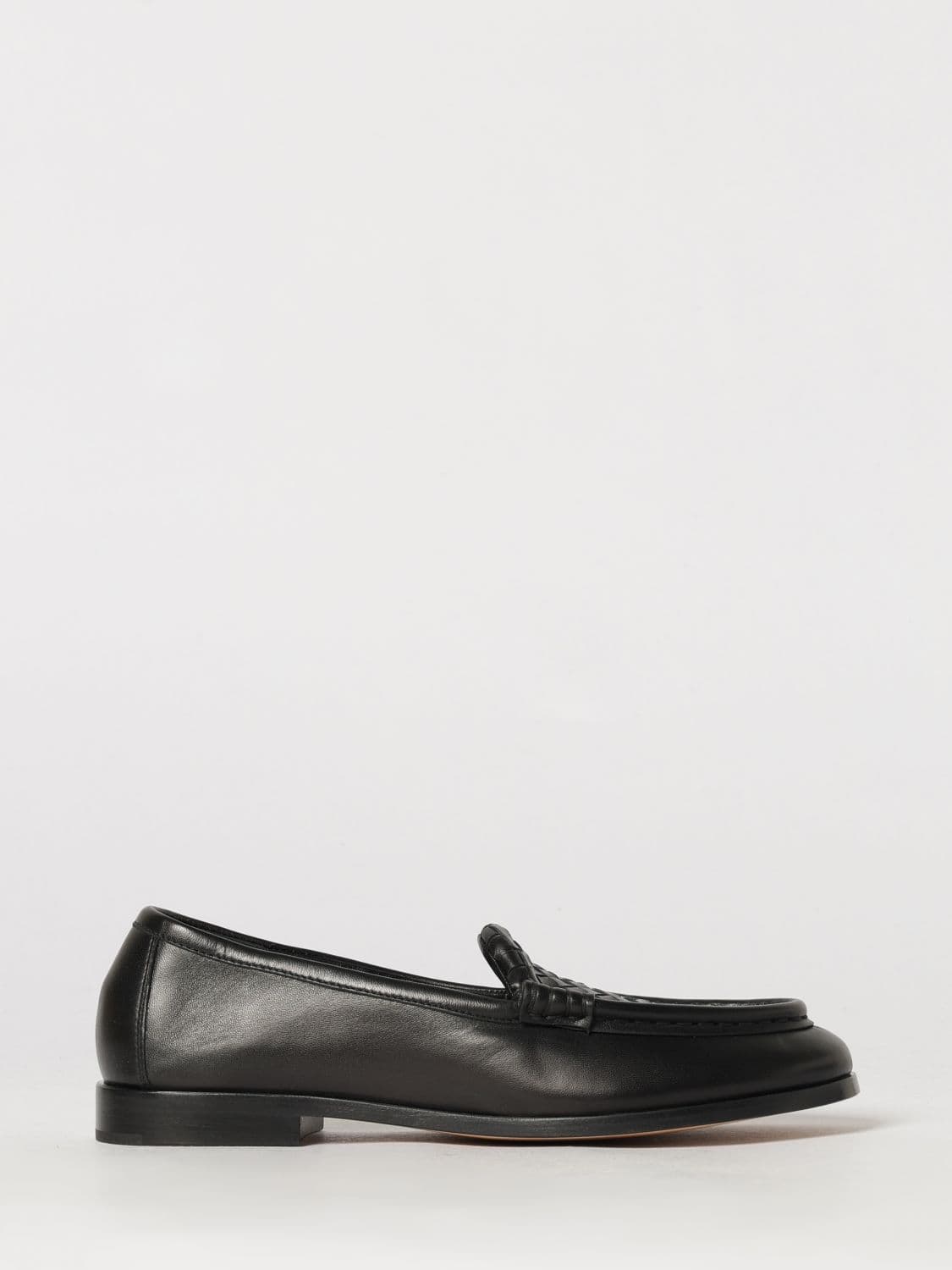 Bottega Veneta Silenzio Intrecciato Leather Loafers with Low Heel