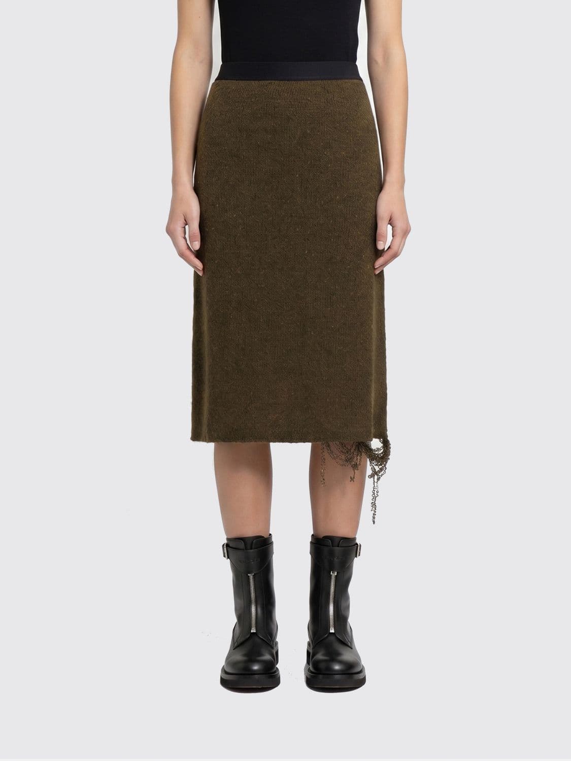 Mm6 Maison Margiela High-Waisted Wool-Knit Midi Skirt
