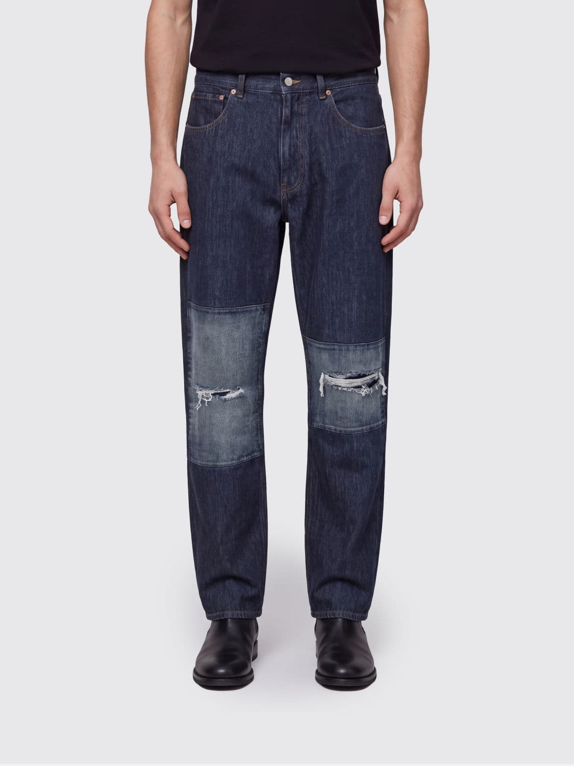 Mm6 Maison Margiela Mid-Rise Straight-Leg Jeans in Distressed Denim