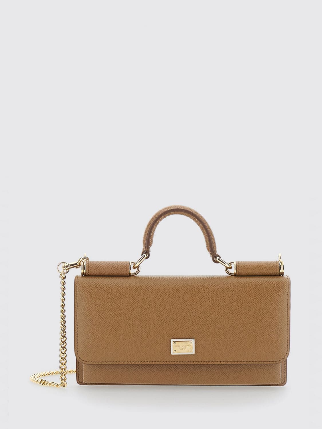 Dolce & Gabbana Grained Leather Mini Handbag with Chain Shoulder Strap · OS