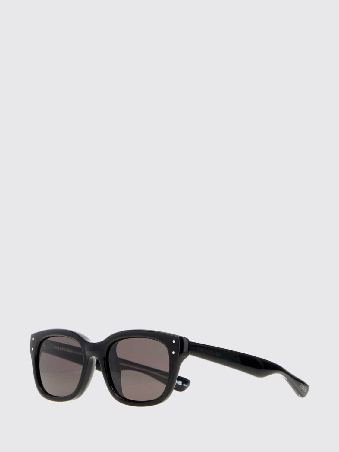 Balenciaga Rectangular Aviator Sunglasses in Black Acetate with Tonal Logo · OS