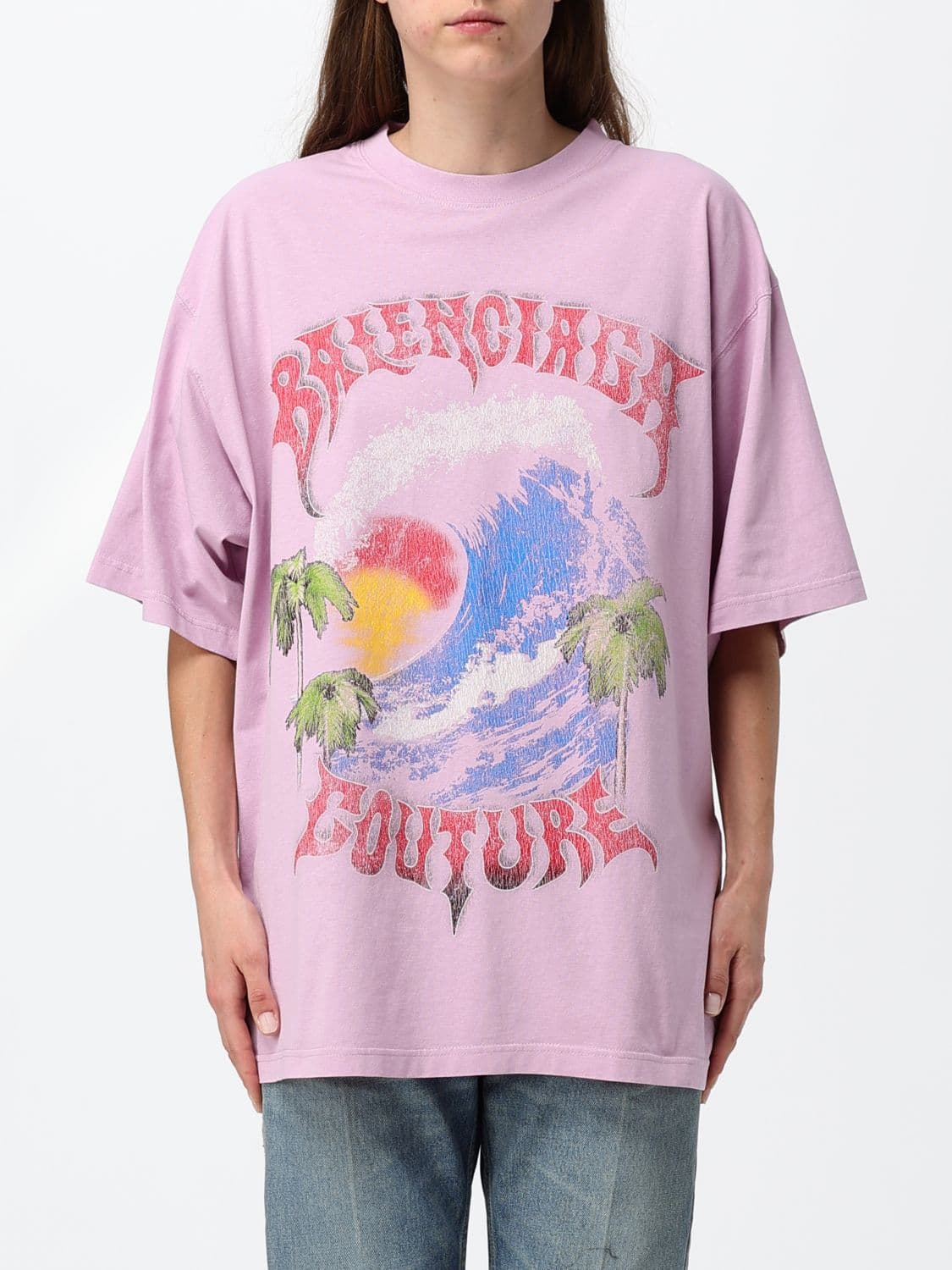 Balenciaga Oversized Graffiti Print Cotton T-Shirt