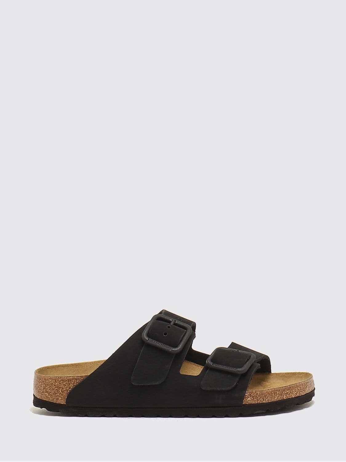 Birkenstock Arizona Wire Buckle Flat Sandals in Nubuck Leather with Double Buckle