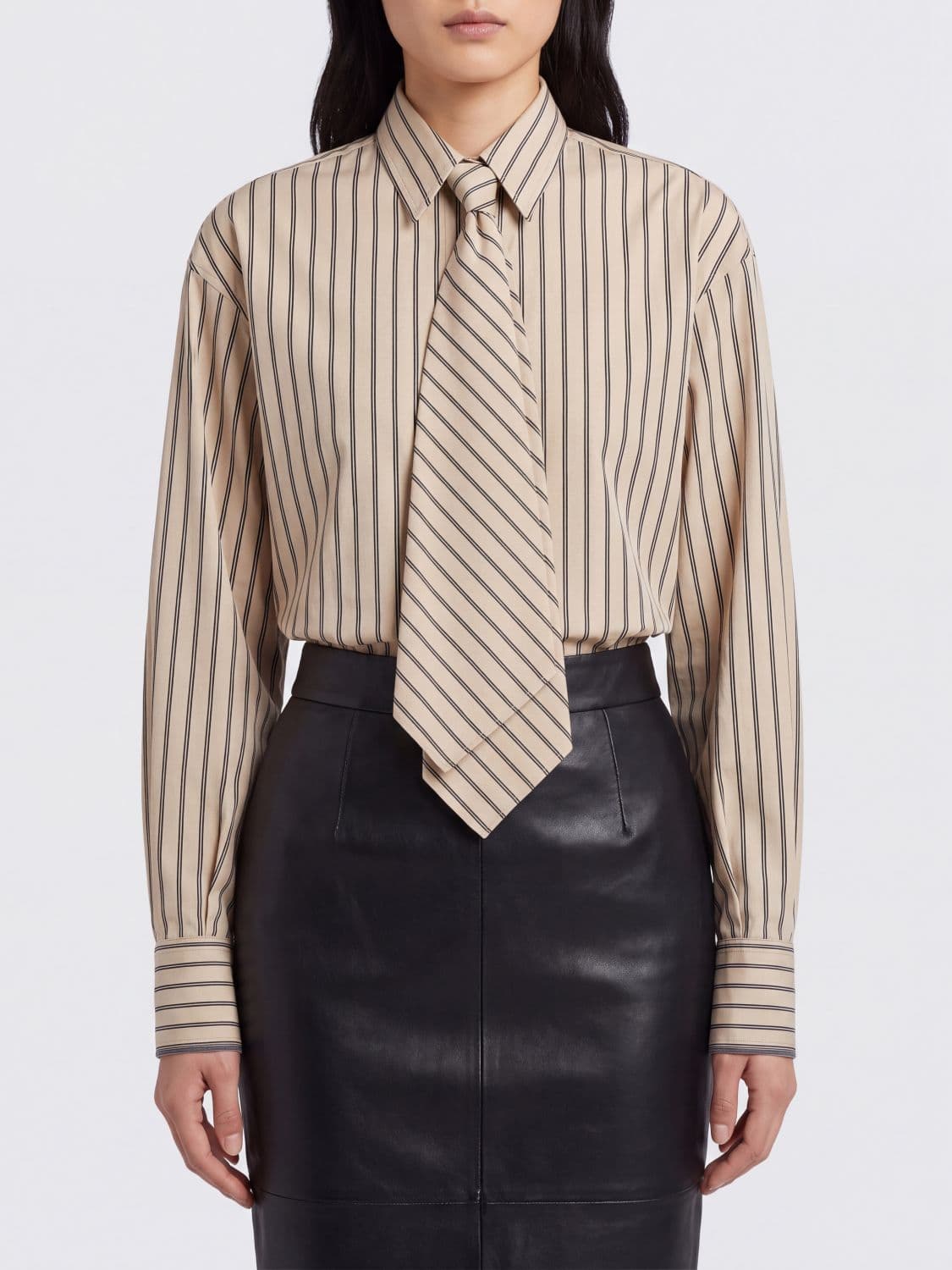 Brunello Cucinelli Striped Cotton Shirt with Concealed Buttoning