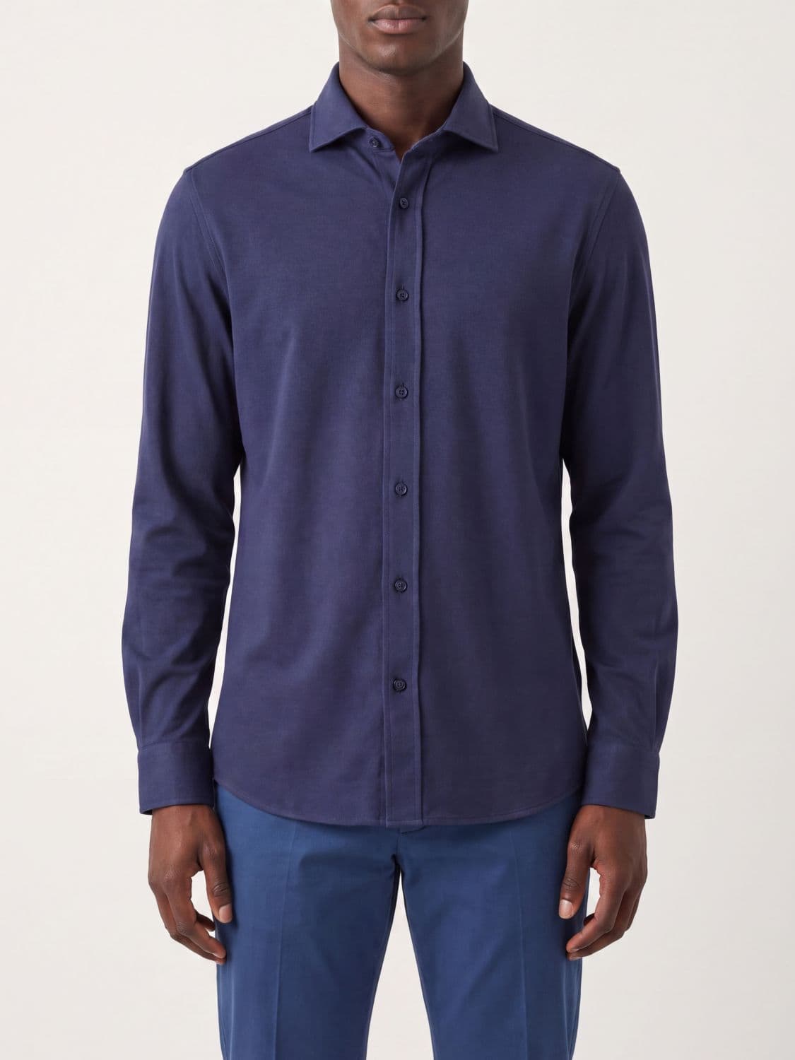 Brunello Cucinelli French Collar Cotton Shirt with Long Sleeves