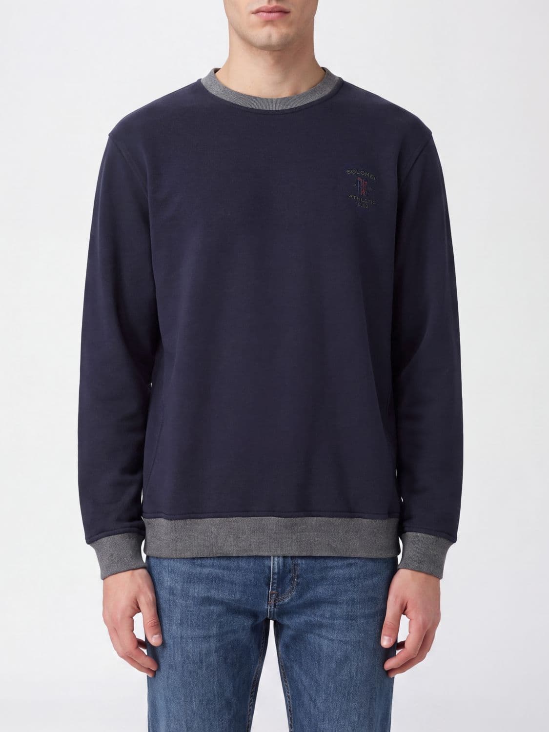 Brunello Cucinelli Cotton Crewneck Sweatshirt with Contrast Embroidered Logo