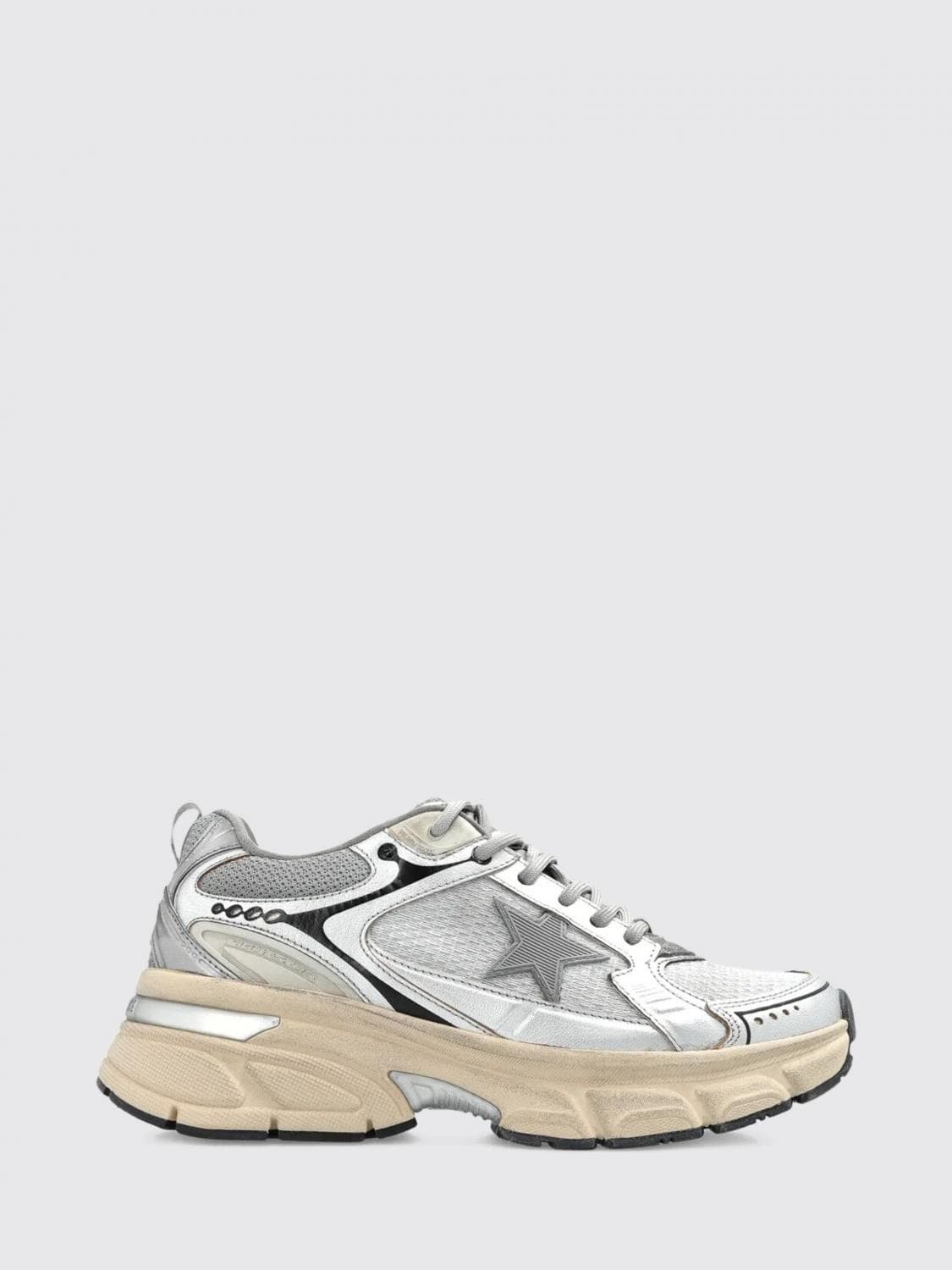 Golden Goose Lightstar Low-Top Trainers in Laminated Nappa with Worn Effect