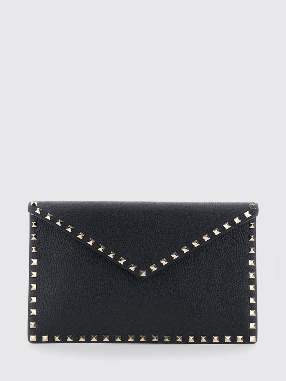 Valentino Garavani Rockstud Grained Calfskin Leather Envelope Clutch with Studs