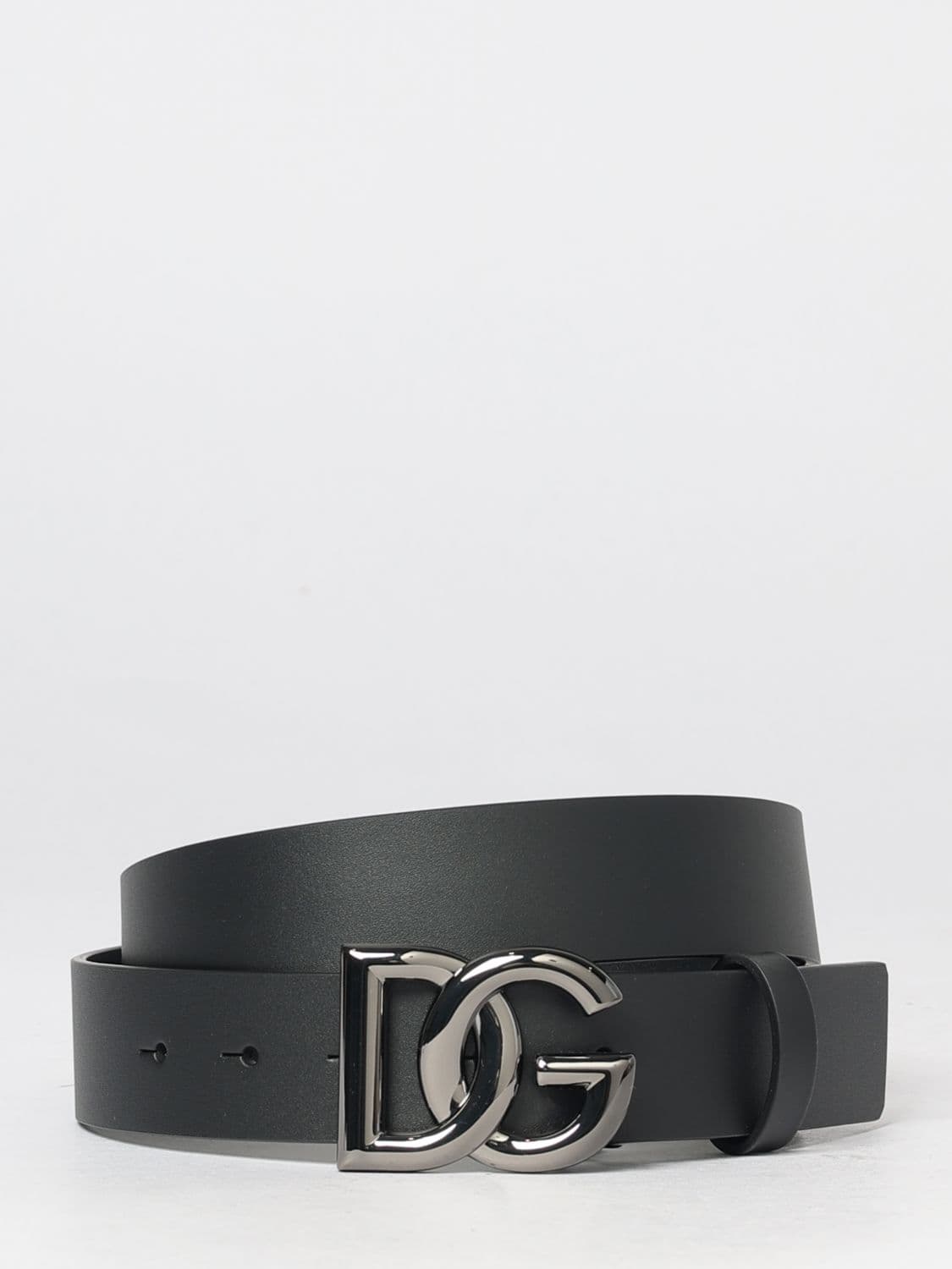 Dolce & Gabbana Smooth Calfskin Leather Belt with DG Monogram Buckle