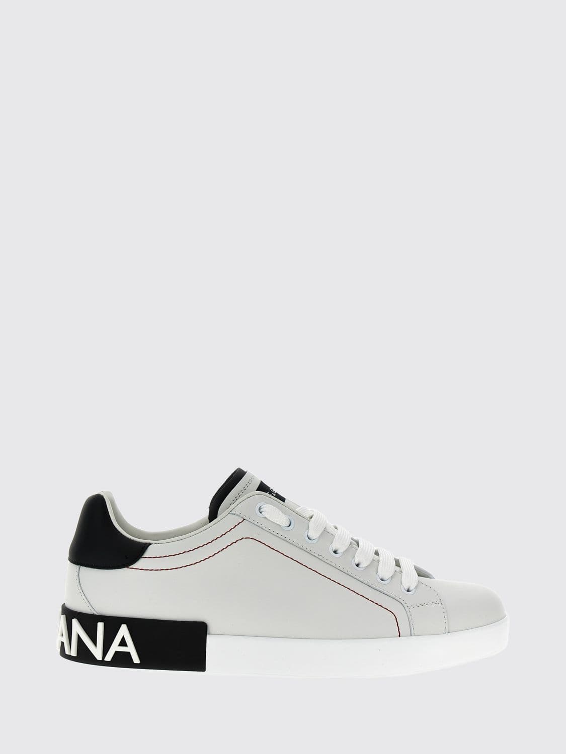 Dolce & Gabbana Portofino Calfskin Sneakers with Lettering Logo