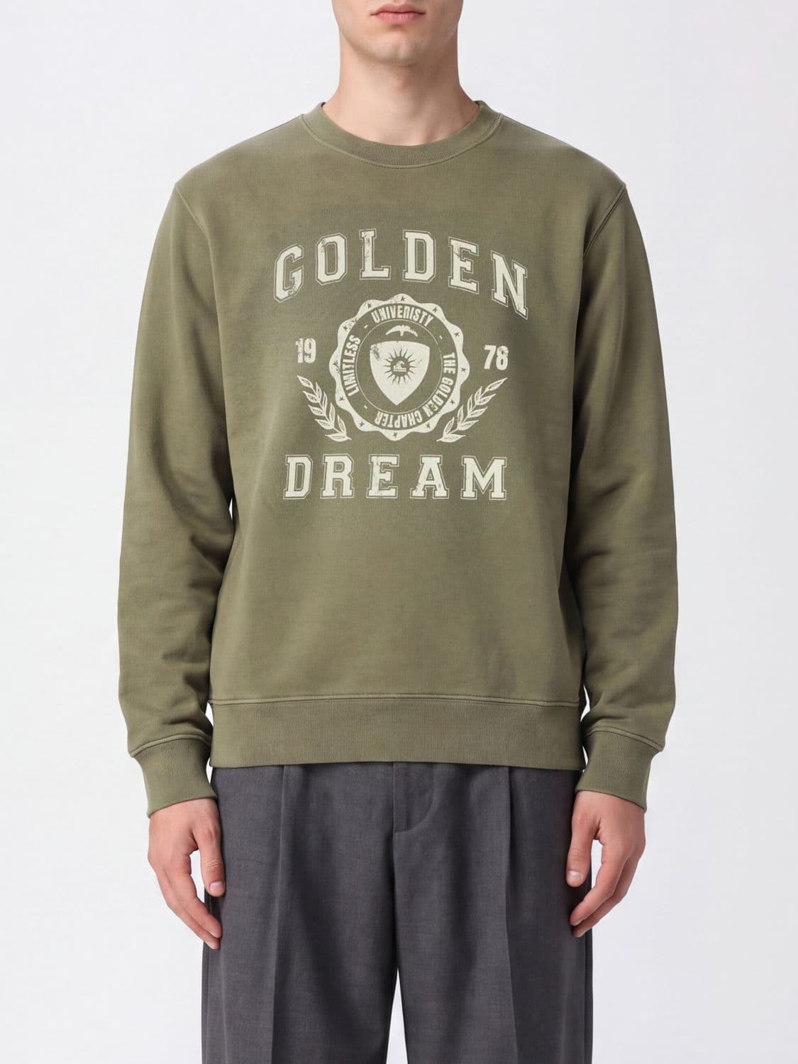 Golden Goose Crewneck Cotton Sweatshirt with Contrasting Logo