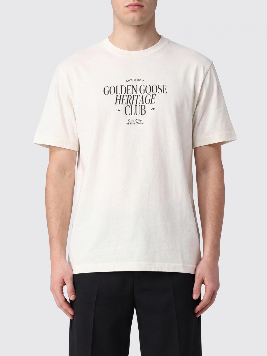 Golden Goose Crewneck Cotton T-shirt with Printed Logo