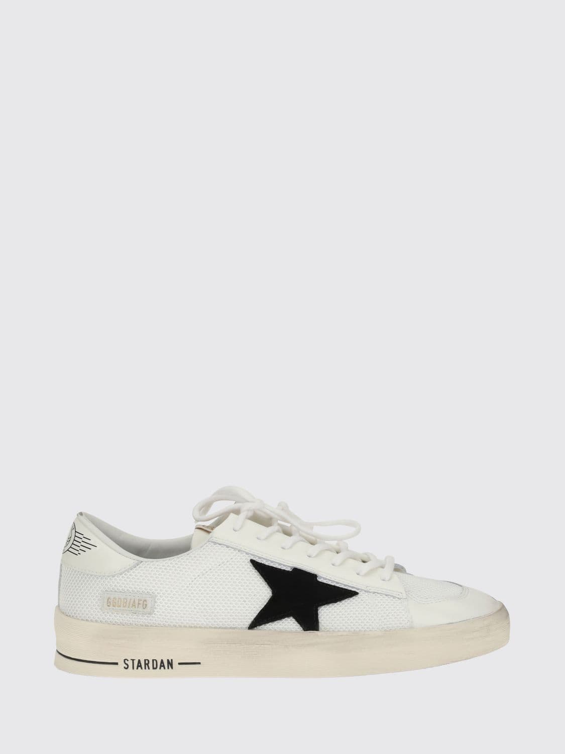 Golden Goose Stardan Low Top Sneakers in Leather and Mesh with Distressed Effect