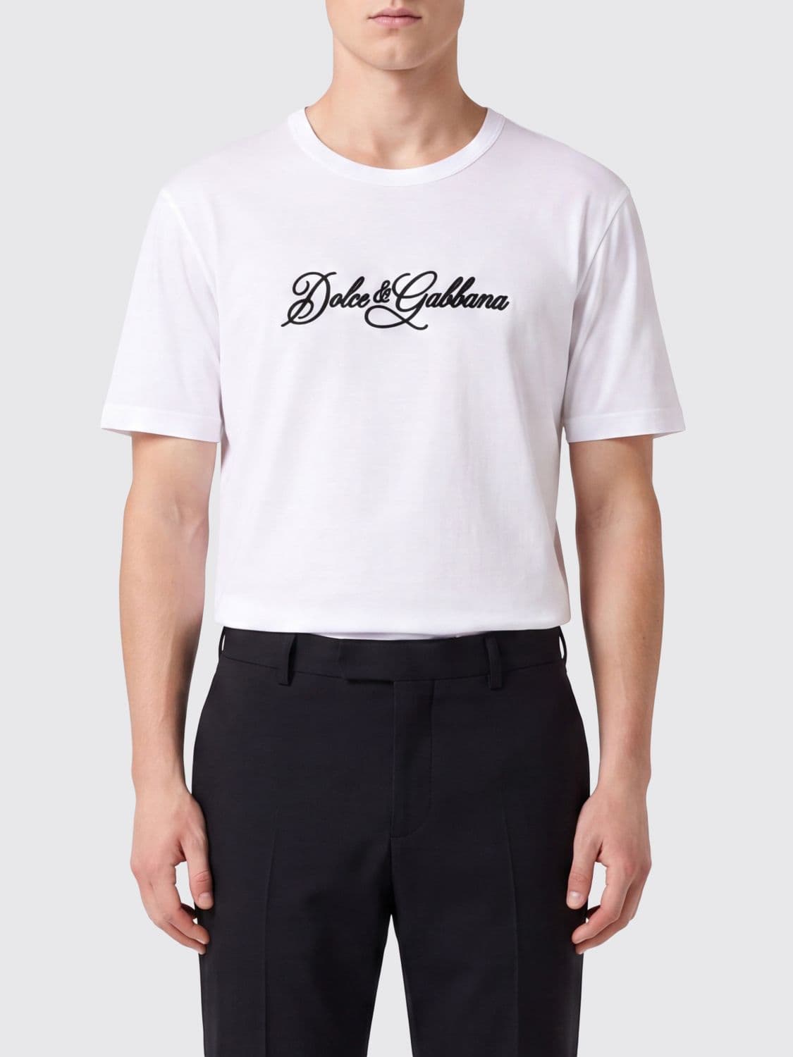Dolce & Gabbana Slim Fit Contrast Logo Cotton T-Shirt