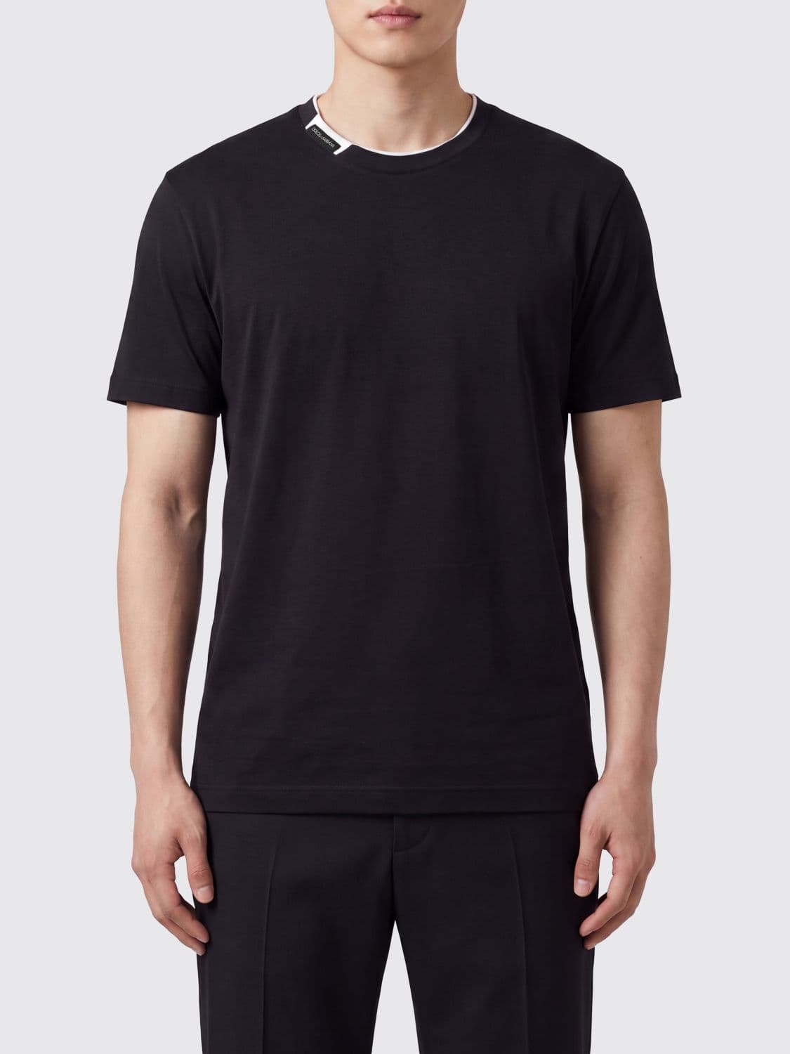 Dolce & Gabbana Contrast Logo and Trim Cotton T-Shirt
