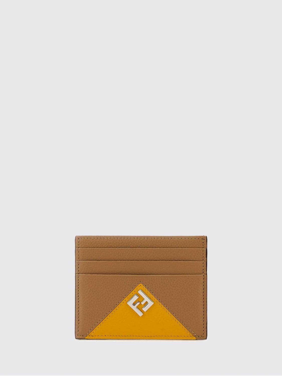 Fendi Lui FF Monogram Grained Leather Flat Card Holder with Logo