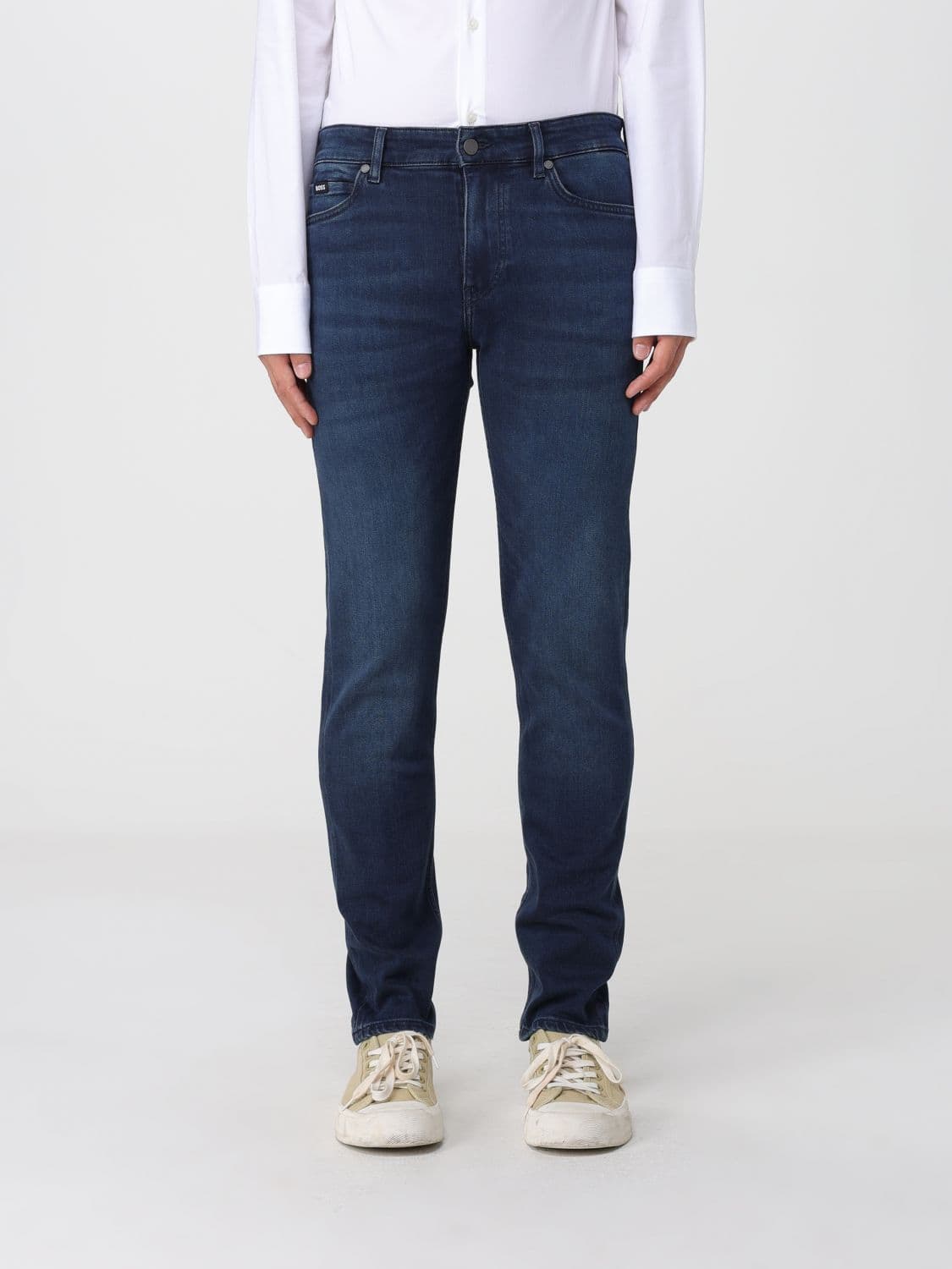 Boss Delaware Slim Fit Five-Pocket Jeans in Stretch Cotton Denim