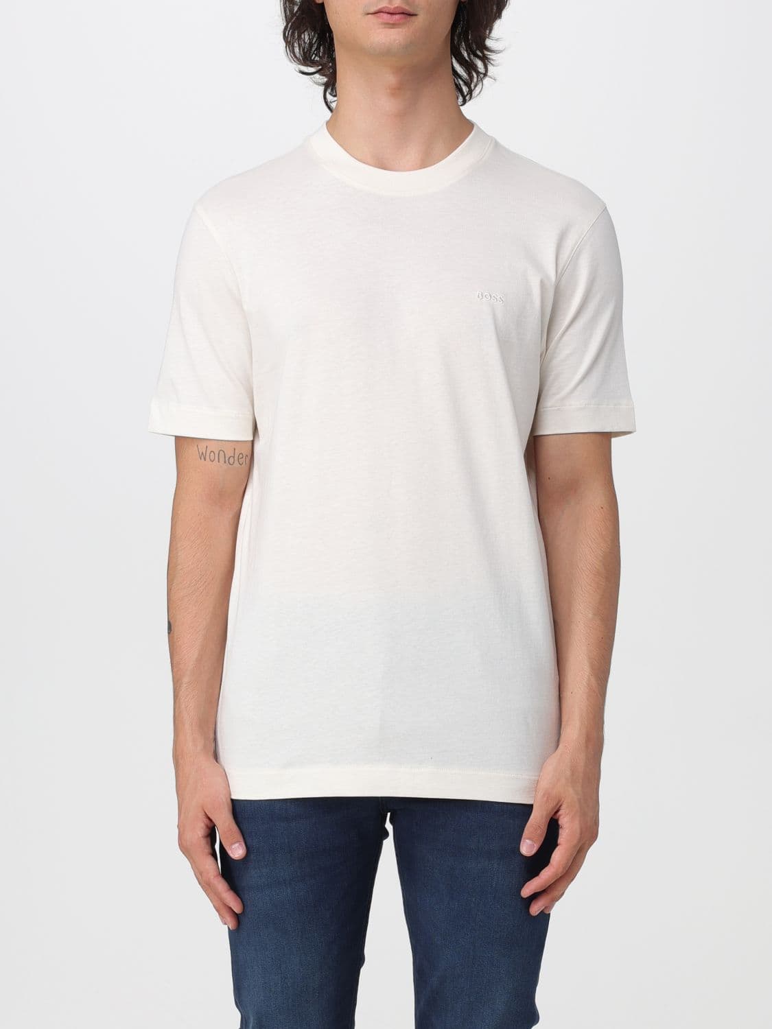Boss Men's Embroidered Logo Cotton Crewneck T-shirt