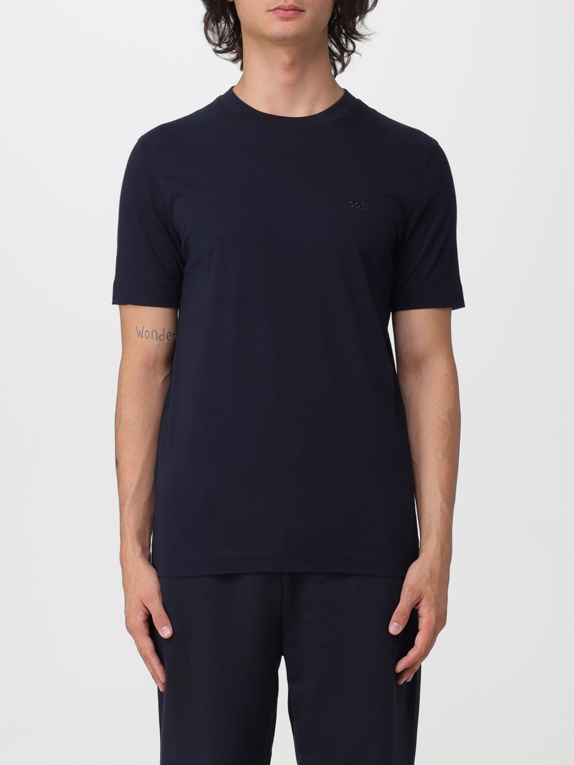 Boss Men's Embroidered Logo Cotton Crewneck T-shirt