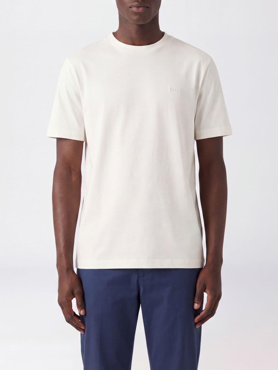 Boss Men's Embroidered Logo Cotton Crewneck T-shirt