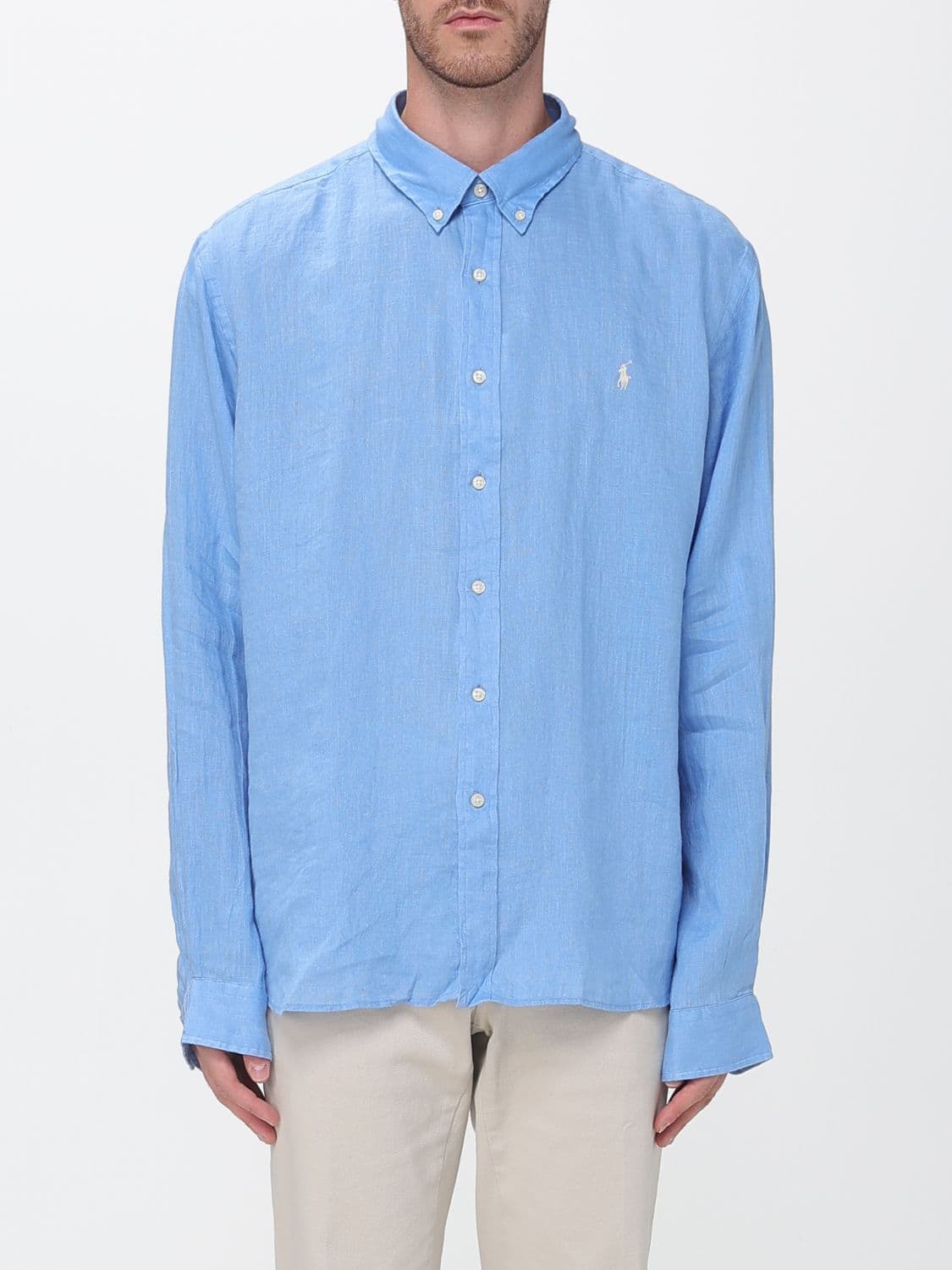 Polo Ralph Lauren Linen Button-Down Shirt with Embroidered Pony Logo
