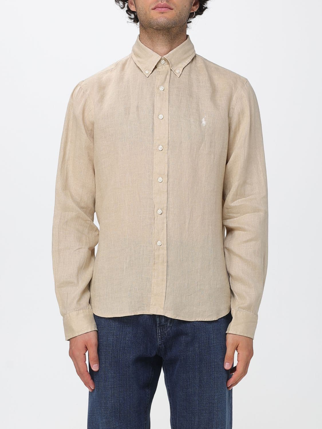 Polo Ralph Lauren Linen Button-Down Shirt with Embroidered Pony Logo