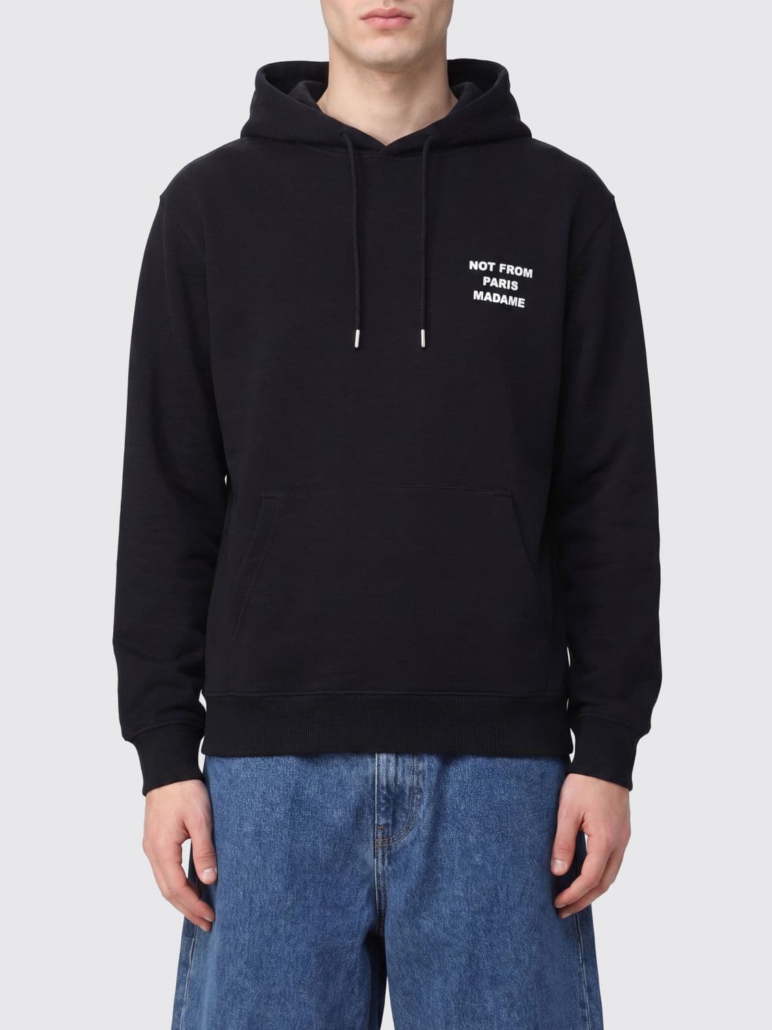 Drôle De Monsieur Relaxed Fit Cotton Hoodie with Slogan Print
