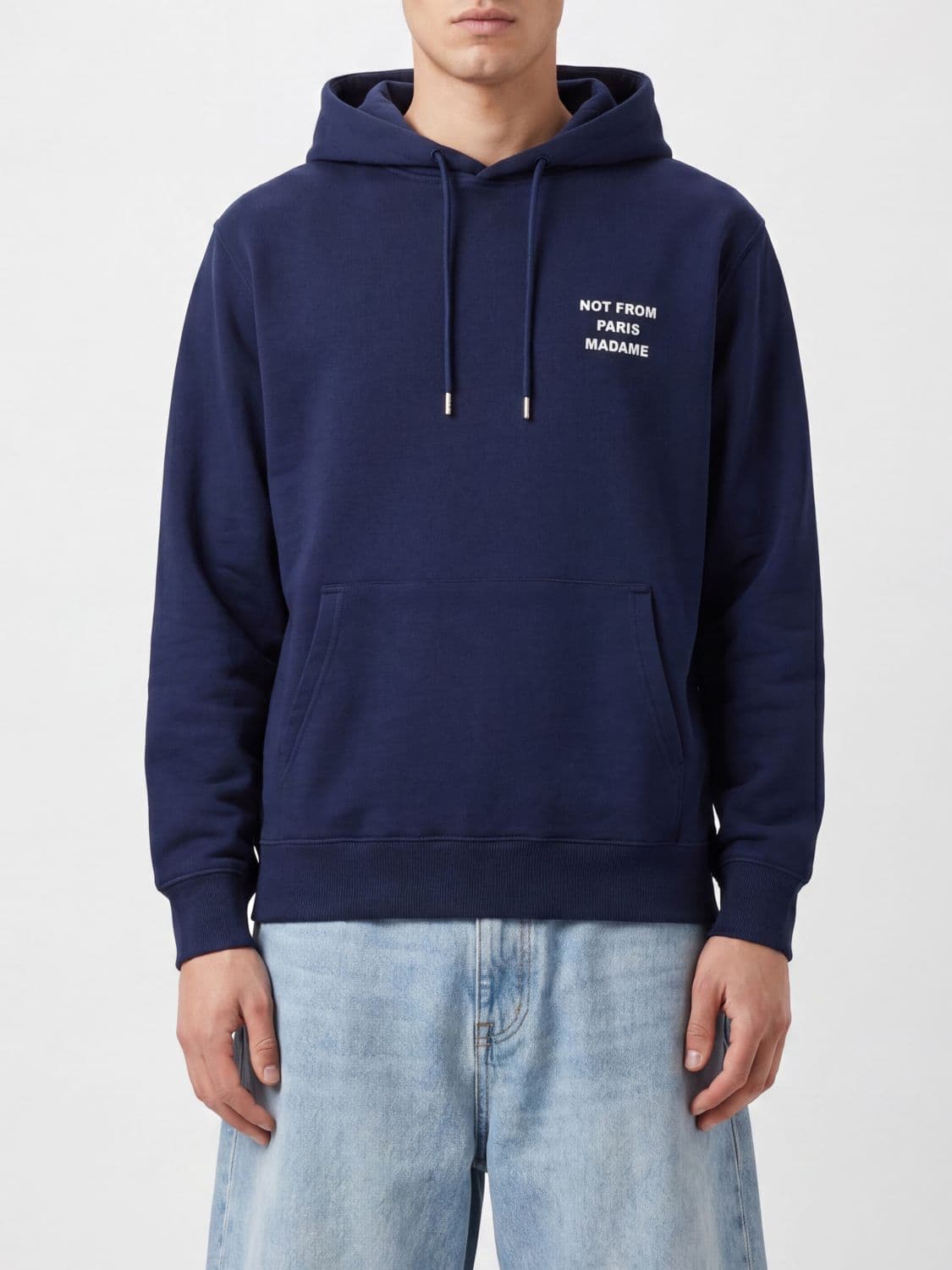 Drôle De Monsieur Relaxed Fit Cotton Hoodie with Slogan Print