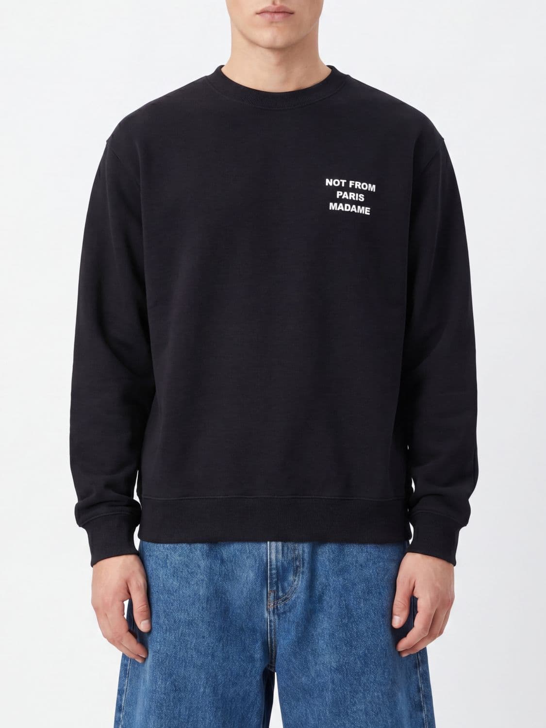Drôle De Monsieur Crewneck Cotton Sweatshirt with Slogan Print
