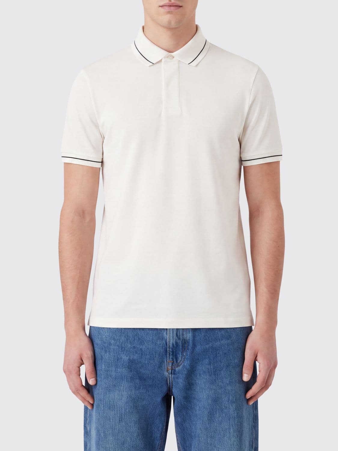 Emporio Armani Slim Fit Cotton Polo Shirt with Contrast Trims