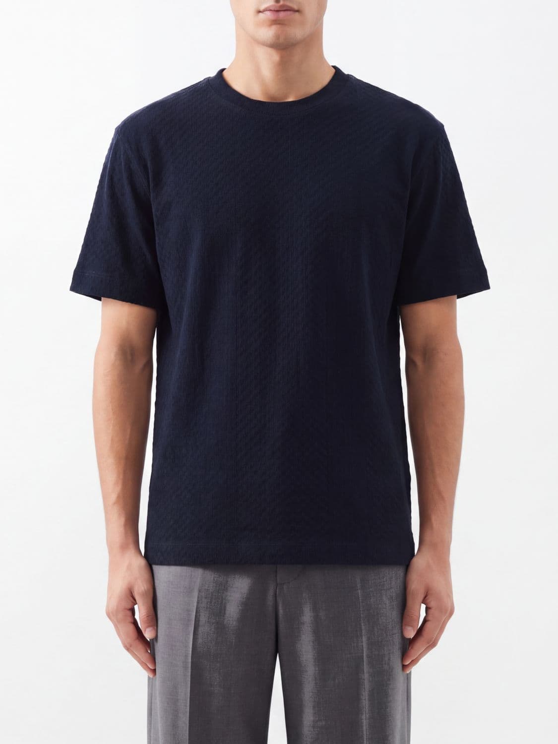 Emporio Armani Crew-Neck Cotton T-shirt with Tone-on-Tone Logo