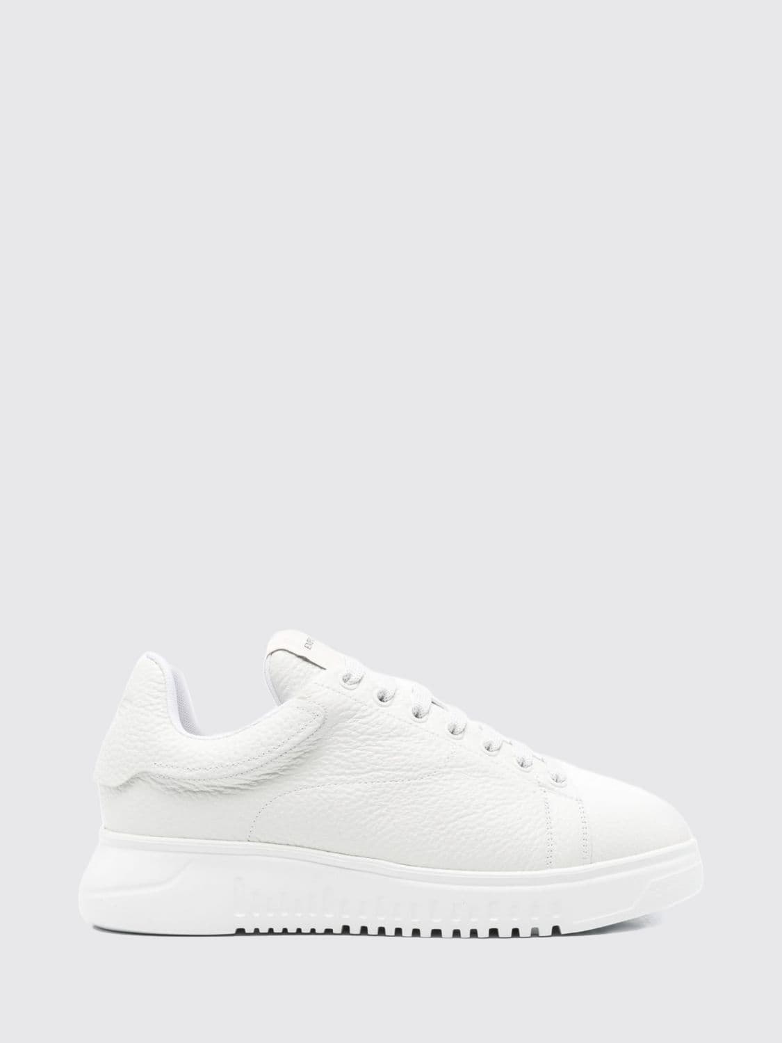 Emporio Armani Low Top Grained Bovine Leather Sneakers with a Round Toe